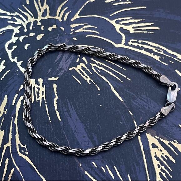 Vintage 80s Thick Unisex 925 Sterling Silver Twisted Rope Bracelet A3 - Picture 6 of 9